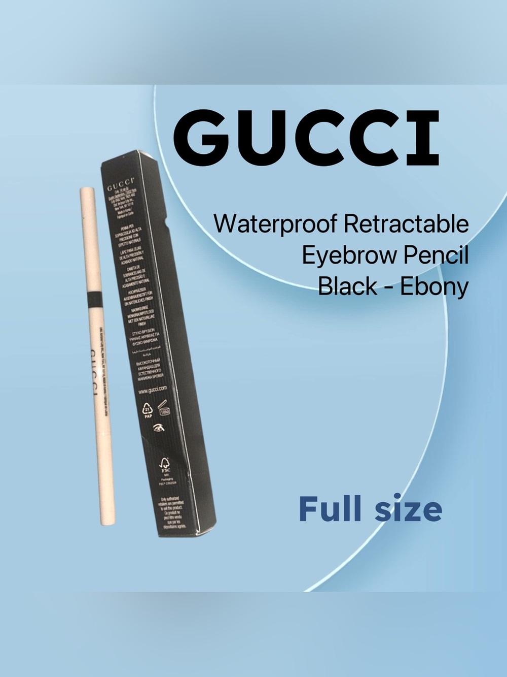 🇮🇹🆕NIB GUCCI |FULL| Black Waterproof & Long wearing Retractable Eyebrow Pencil
